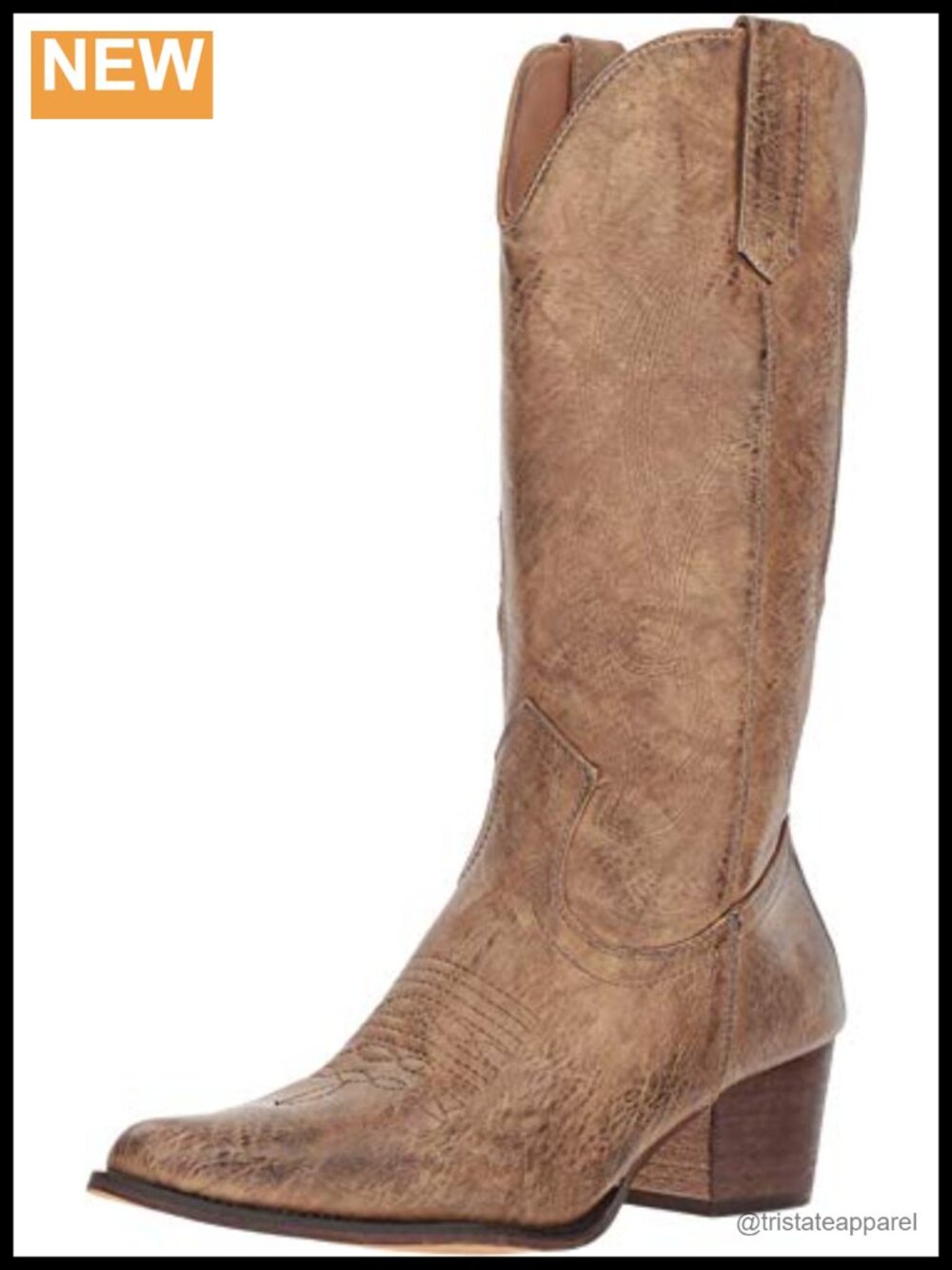 Women's Round Toe Mid Calf Casual Boots with Embroidered Detail